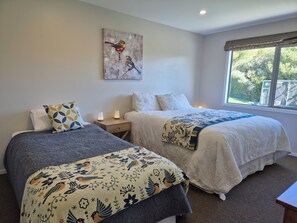 4 bedrooms, desk, iron/ironing board, travel cot