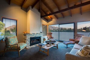 Smart TV, fireplace, Netflix, books