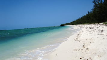 En la playa, camastros y toallas de playa