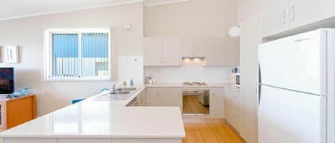 Fridge, microwave, stovetop, dishwasher