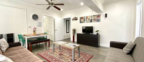 TV, DVD player, books