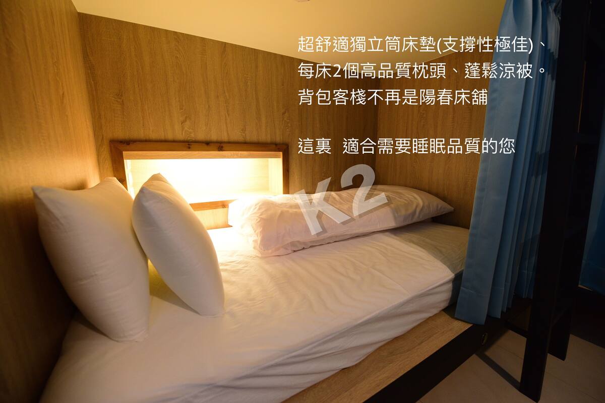 Premium bedding, pillowtop beds, desk, laptop workspace