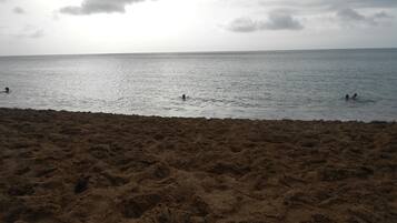 Beach nearby, sun loungers