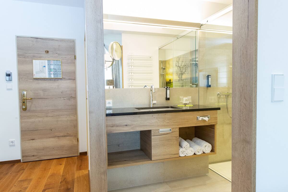 free toiletries, hair dryer, towels, soap