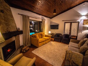 Smart-TV, Kamin, Tischtennisplatte, Bücher