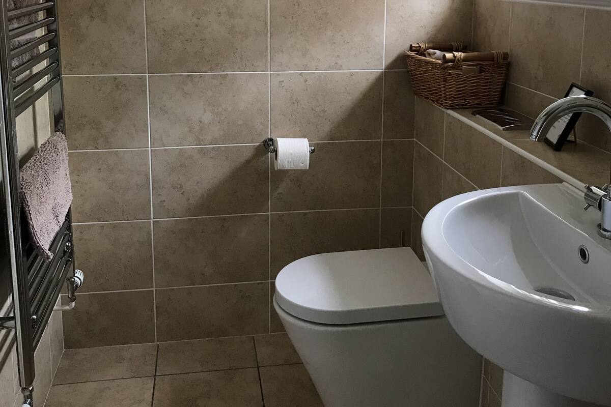 Twin Room (Room 2) | Bathroom | Shower, free toiletries, hair dryer, towels