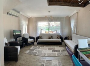 Villa | Living area | Flat-screen TV - Villa with Private Pool in Alacati 13 (Cesme)