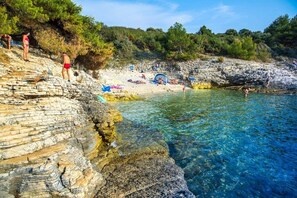 Playa en los alrededores y camastros 