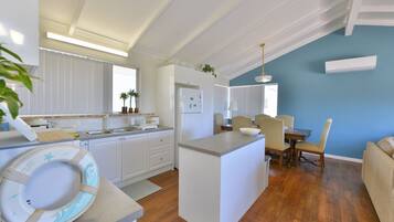 Fridge, microwave, oven, electric kettle