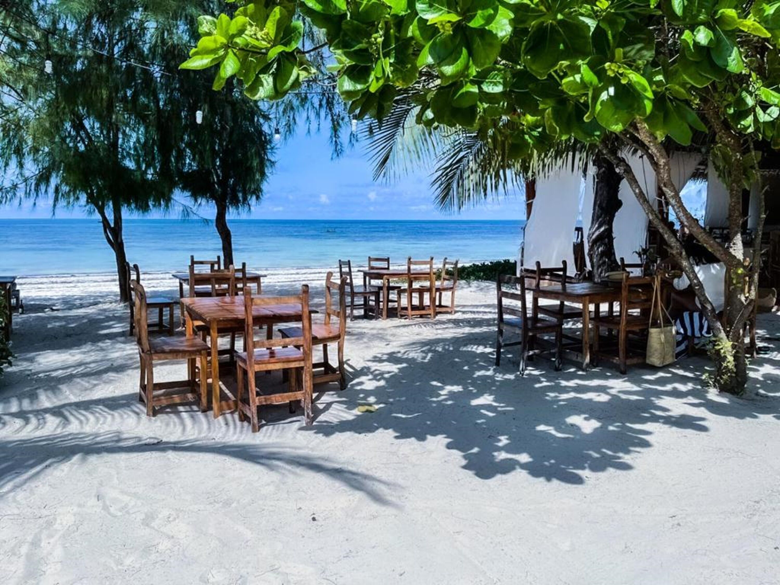private beach, white sand, beach bar
