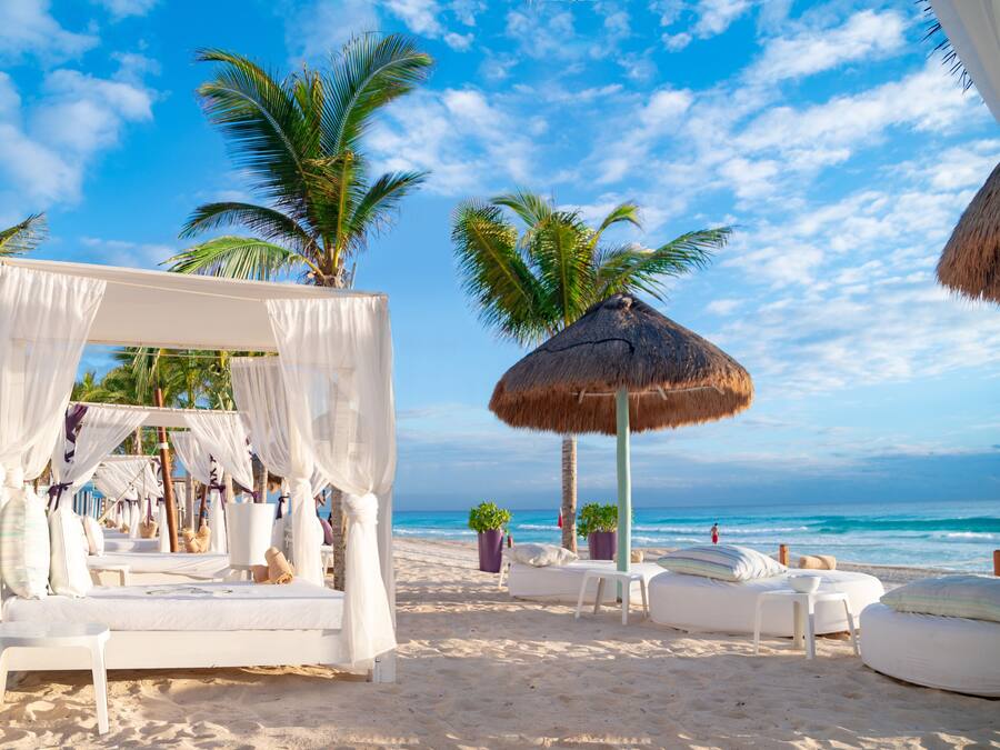 On the beach, white sand, beach bar