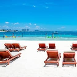On the beach, white sand, beach bar