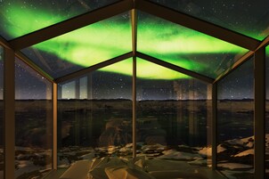 Cabaña panorámica, 1 cama doble | Ropa de cama de alta calidad y decoración individual