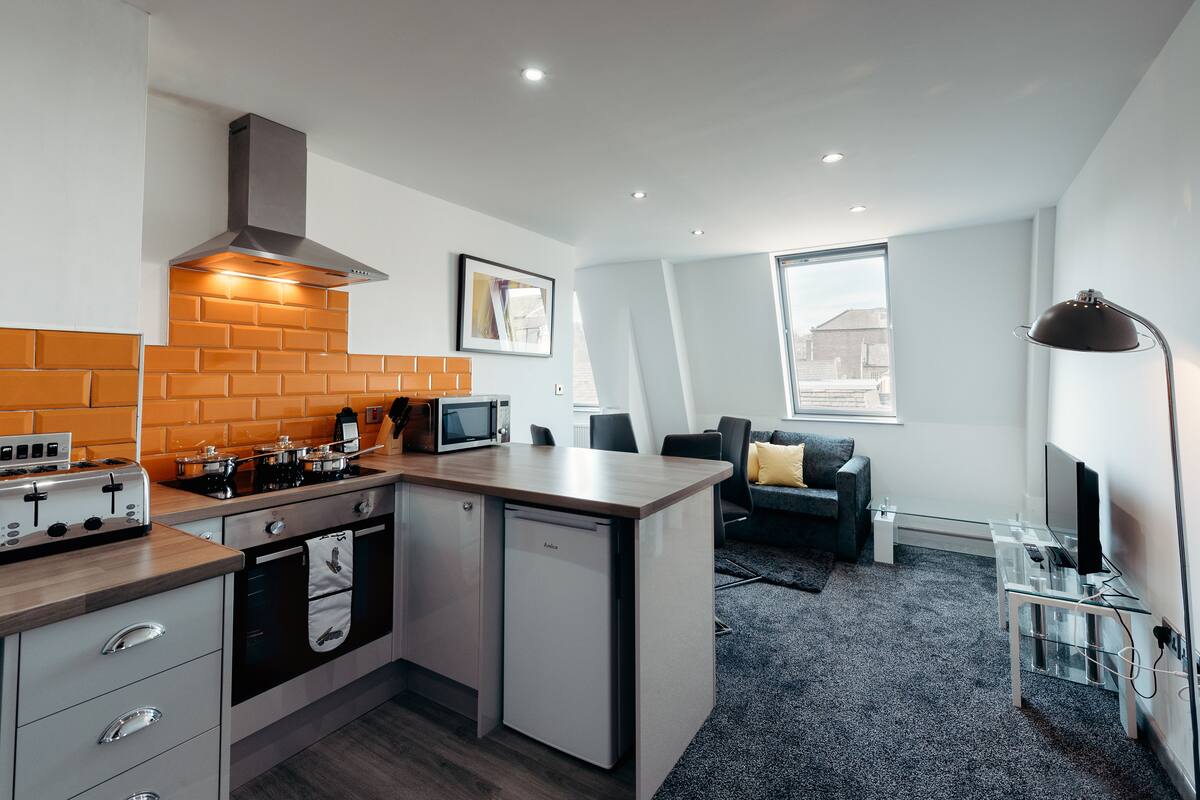The Shibden Apartment 203 | Living area | Flat-screen TV, Netflix