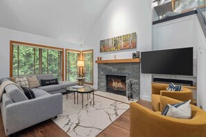TV, fireplace, offices