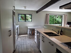 Fridge, microwave, oven, dishwasher