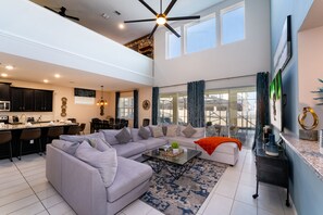 TV, video games, stereo - Custom Solara Resort Home w pool, spa, firepit, theater room w/ arcade games & loft bar (Kissimmee)