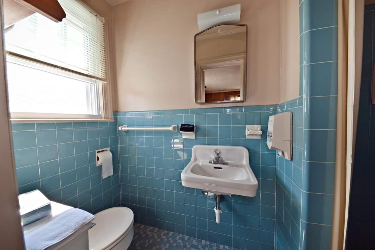 shower, towels, toilet paper