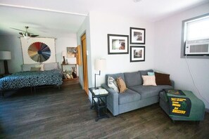 TV, DVD player, books, video library