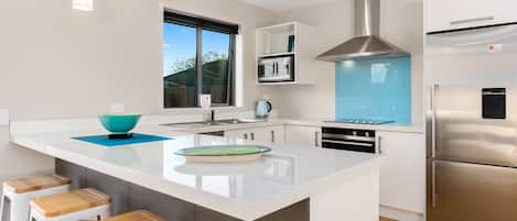Fridge, microwave, oven, dishwasher