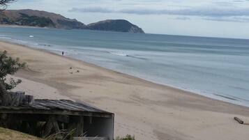 On the beach, beach towels