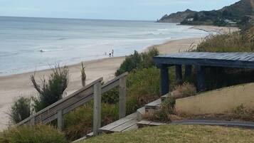 On the beach, beach towels
