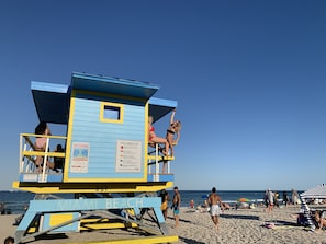 On the beach, beach towels