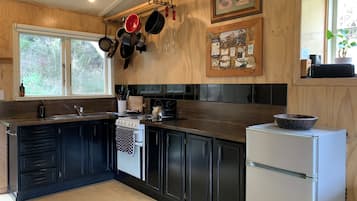 Fridge, oven, stovetop, electric kettle
