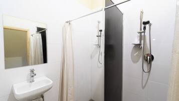 Shower, soap, toilet paper