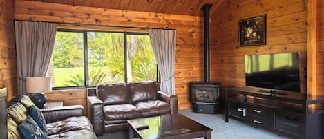 TV, fireplace, DVD player, stereo