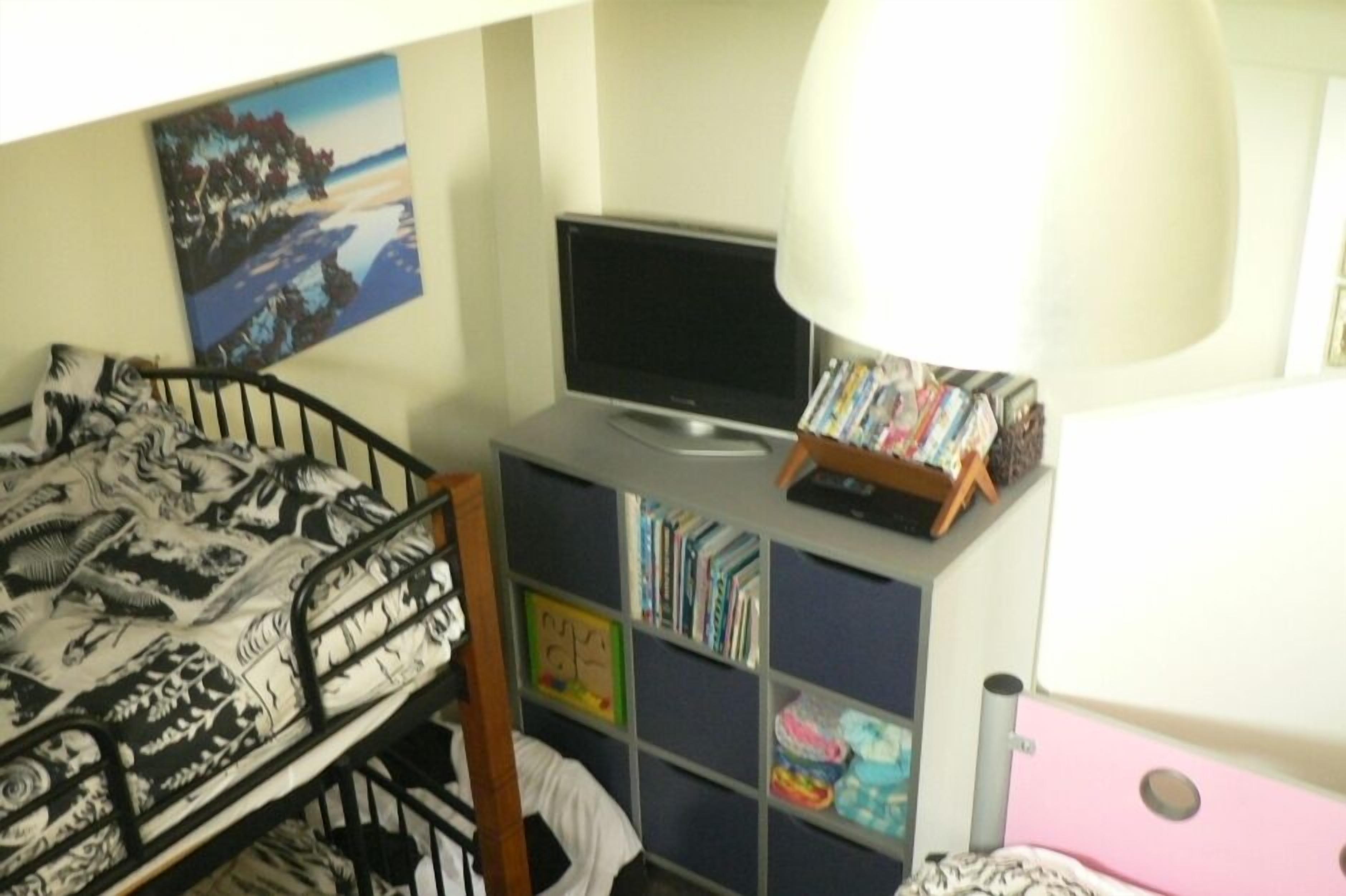 TV,DVD, kids games and books in the cave