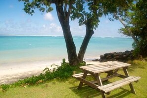 Outdoor dining - Beach Haven, right on the beach (Vaimaanga)