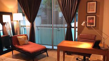 Blackout curtains, iron/ironing board, free WiFi, bed sheets