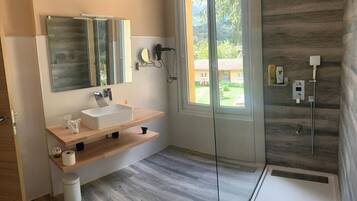 Camera doppia | Bagno | Doccia, asciugacapelli, accappatoio, asciugamani