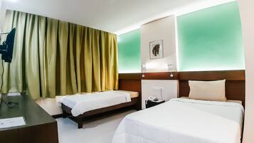 Desk, laptop workspace, iron/ironing board, WiFi