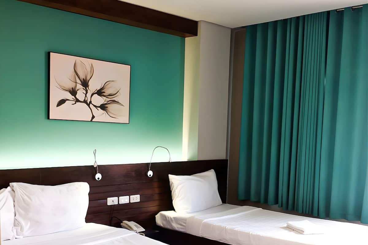 Desk, laptop workspace, iron/ironing board, WiFi