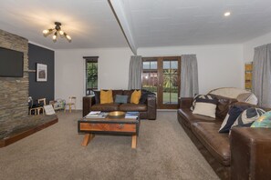 TV, DVD player, books, video library