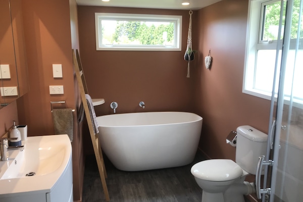 Luxury bathroom with free standing tub and separate shower