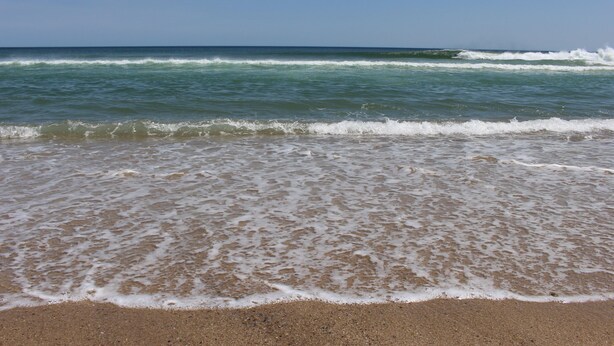 A beach with waves approaching the shore. - SPACIOUS & PRIVATE 6 BEDRM HOME CLOSE TO THE OCEAN & BIKE PATH! (Eastham)