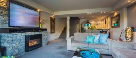 TV, fireplace, DVD player, stereo
