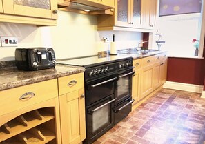 Fridge, microwave, oven, high chair