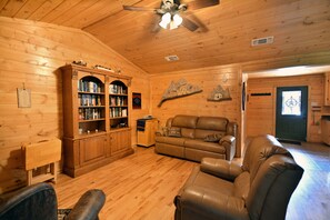 TV, fireplace, DVD player, books