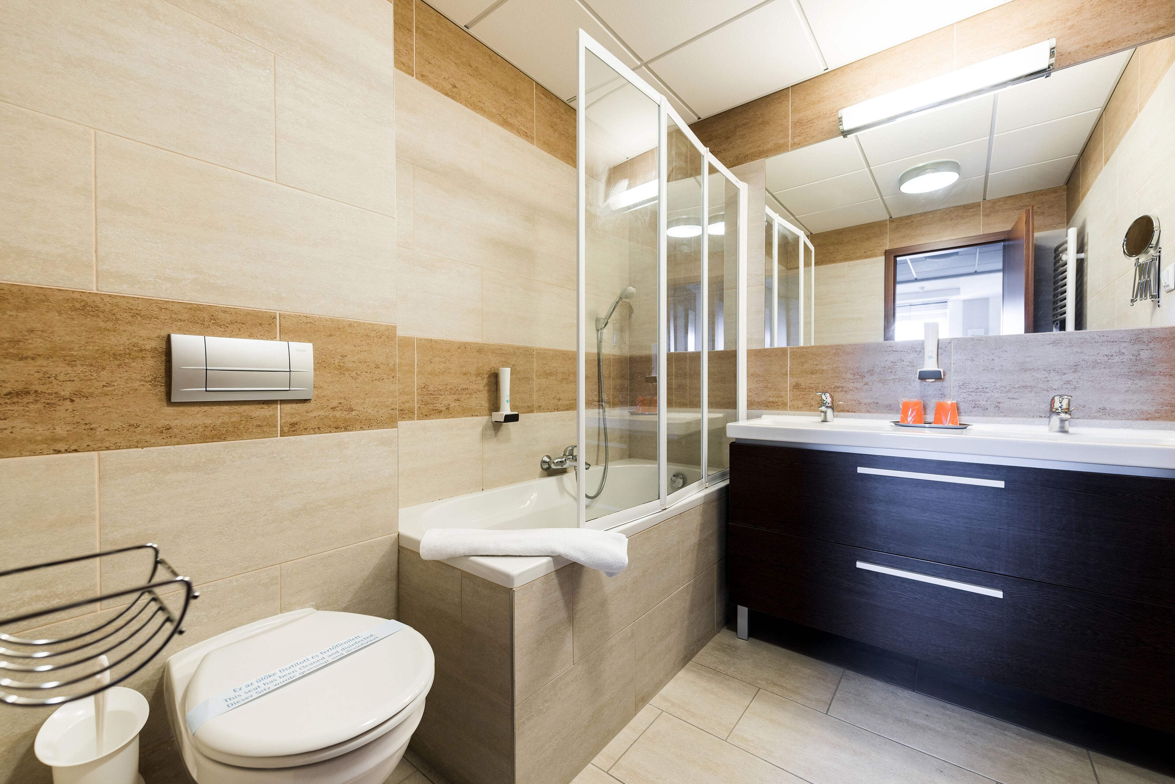 suite | bathroom | shower, hair dryer, bathrobes, slippers