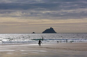 On the beach, beach towels