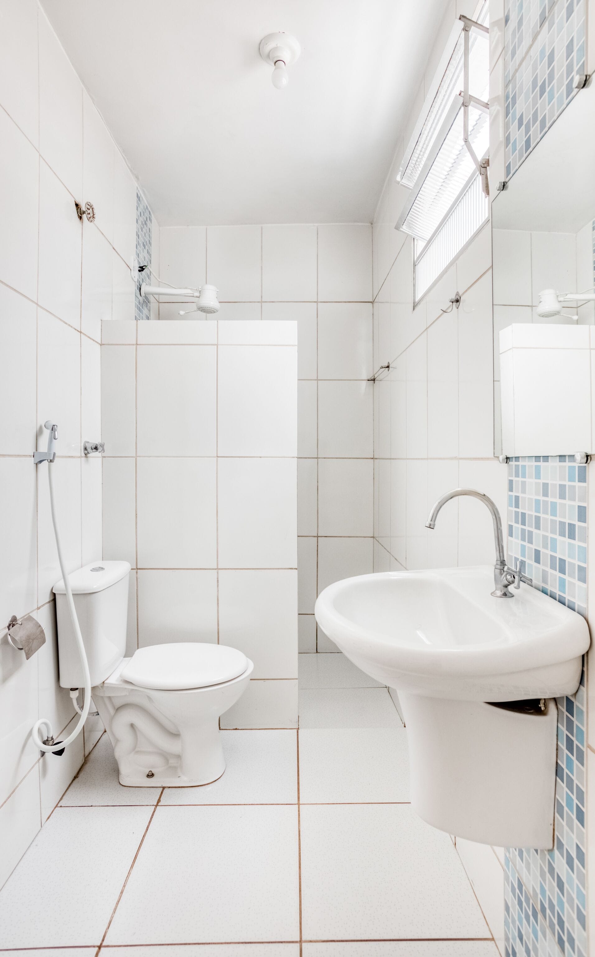 standard twin room | bathroom | shower, hair dryer, towels, soap