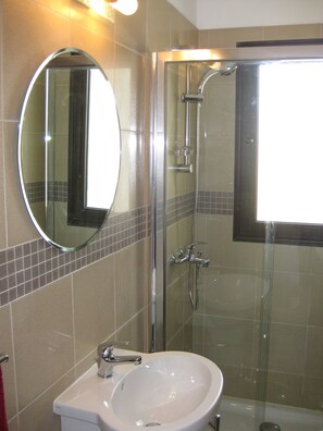 Ensemble douche/baignoire, sèche-cheveux, serviettes fournies, savon