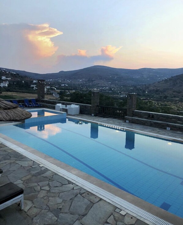 Outdoor pool, sun loungers