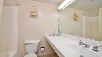 A bathroom with a toilet, sink, and mirror.