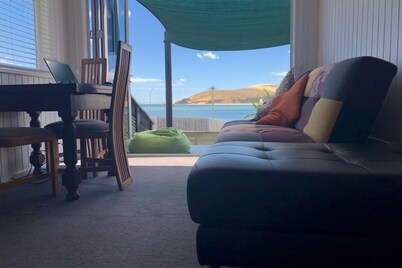 Stunning views with beach access across the road.