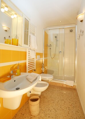 Dusche, Haartrockner, Bidet, Handtücher
